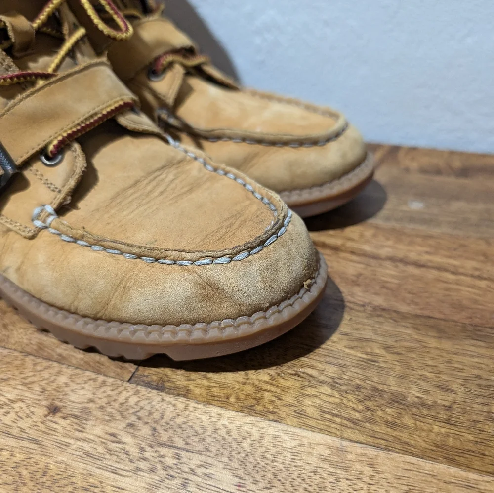 Polo Ralph Lauren Ranger High II‎ Flag Sweater Bear Boys Boots Cashew Size 4